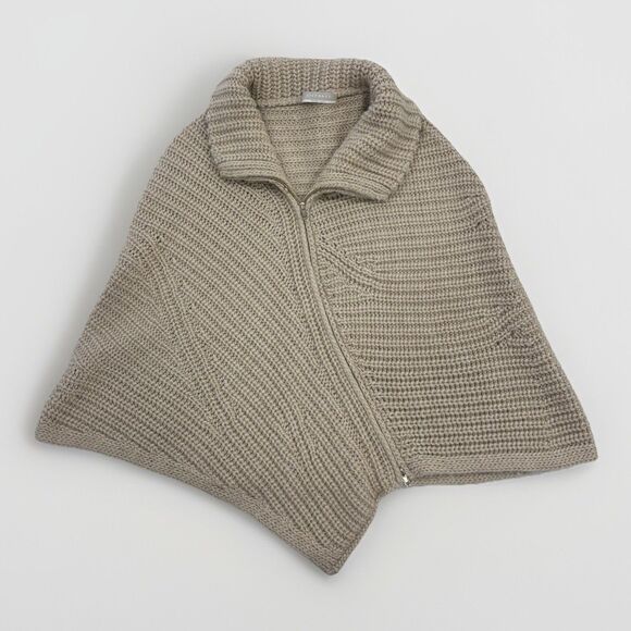 stefanel Sweaters - Stefanel Knit Poncho Womens Size XS S Wool Alpaca Blend Italian Yarn Cream Zip